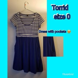 Blue and white skater skirt dress